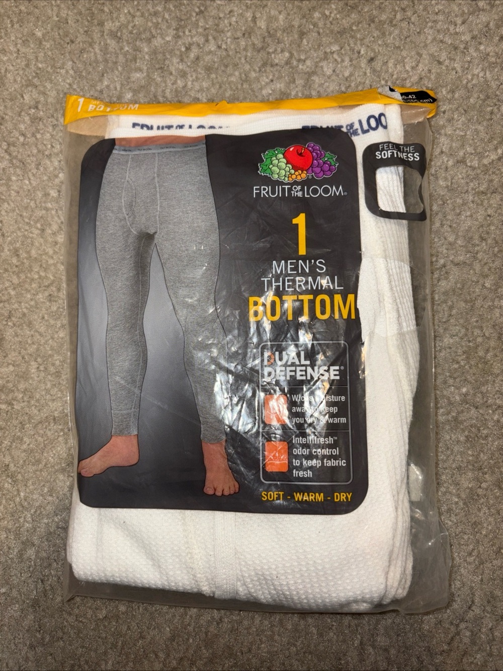 Fruit of the Loom Men's Thermal Bottom - White XL